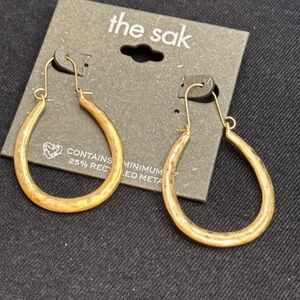The Sak Gold Teardrop Hoop Earrings  2 inch approx